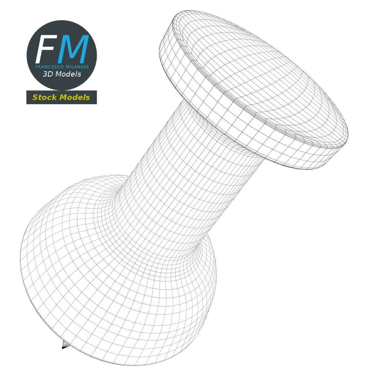 3D-Modell - Rote Reißzwecke - 07