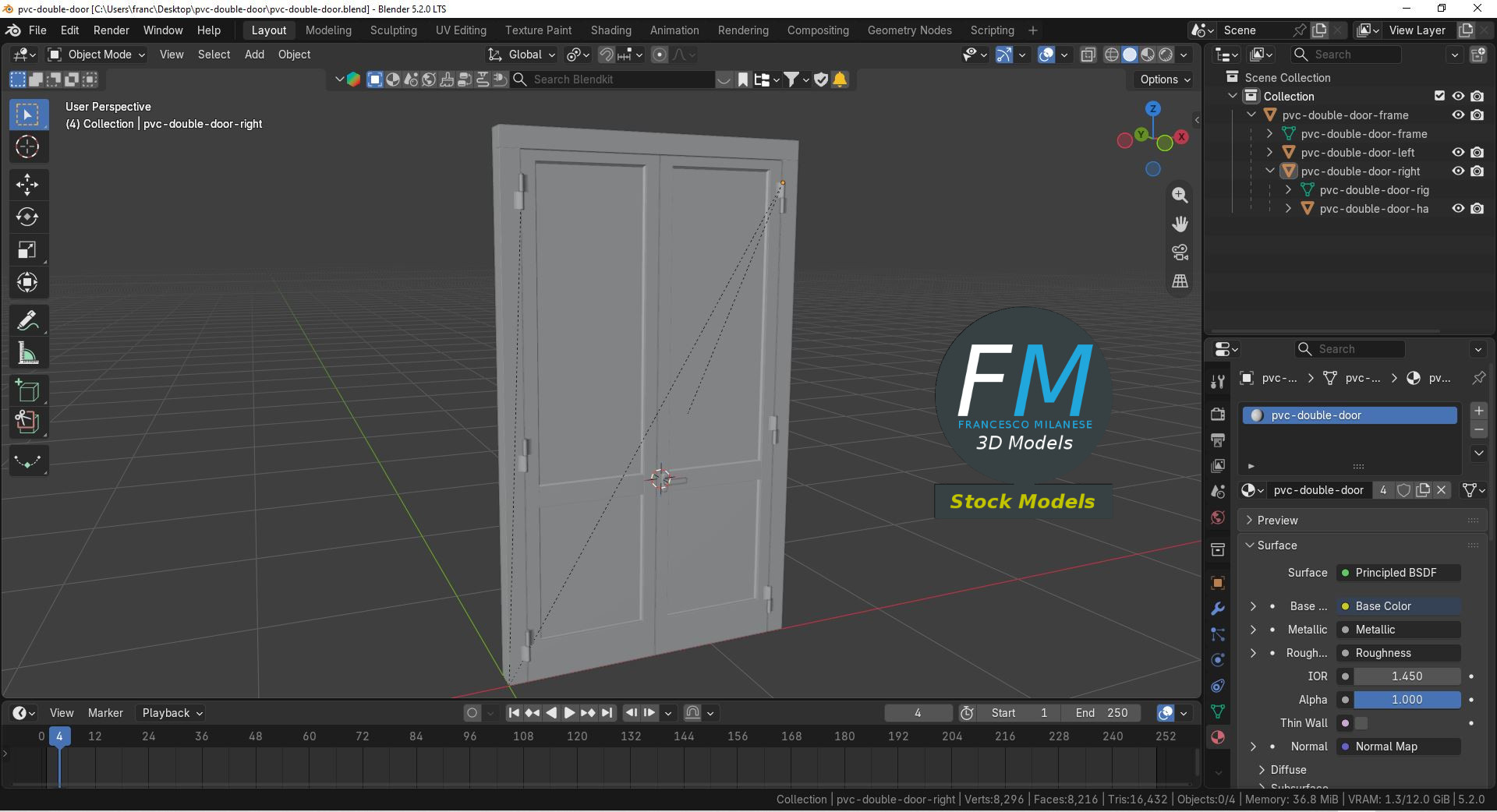 3D Model - PVC Double Door - 09