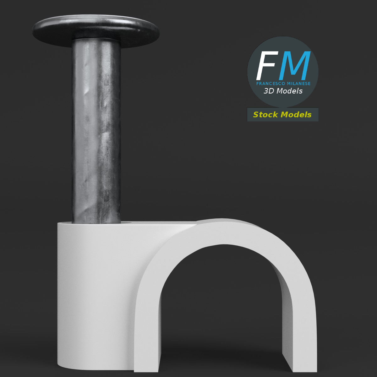 3D-Modell - PVC-Kabelclip mit Nagel - 03