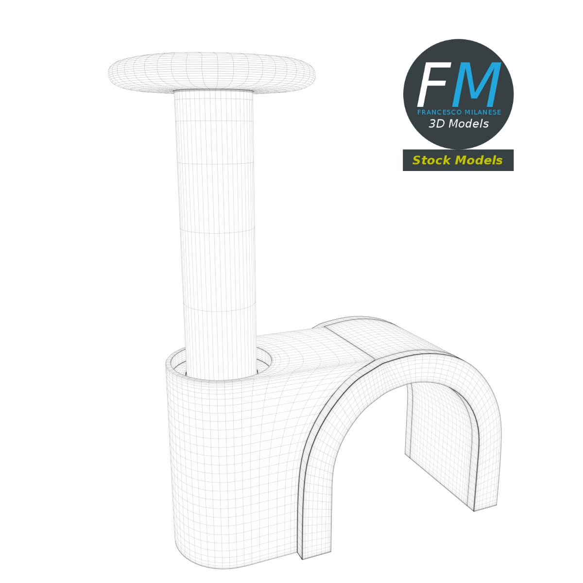 3D-Modell - PVC-Kabelclip mit Nagel - 07