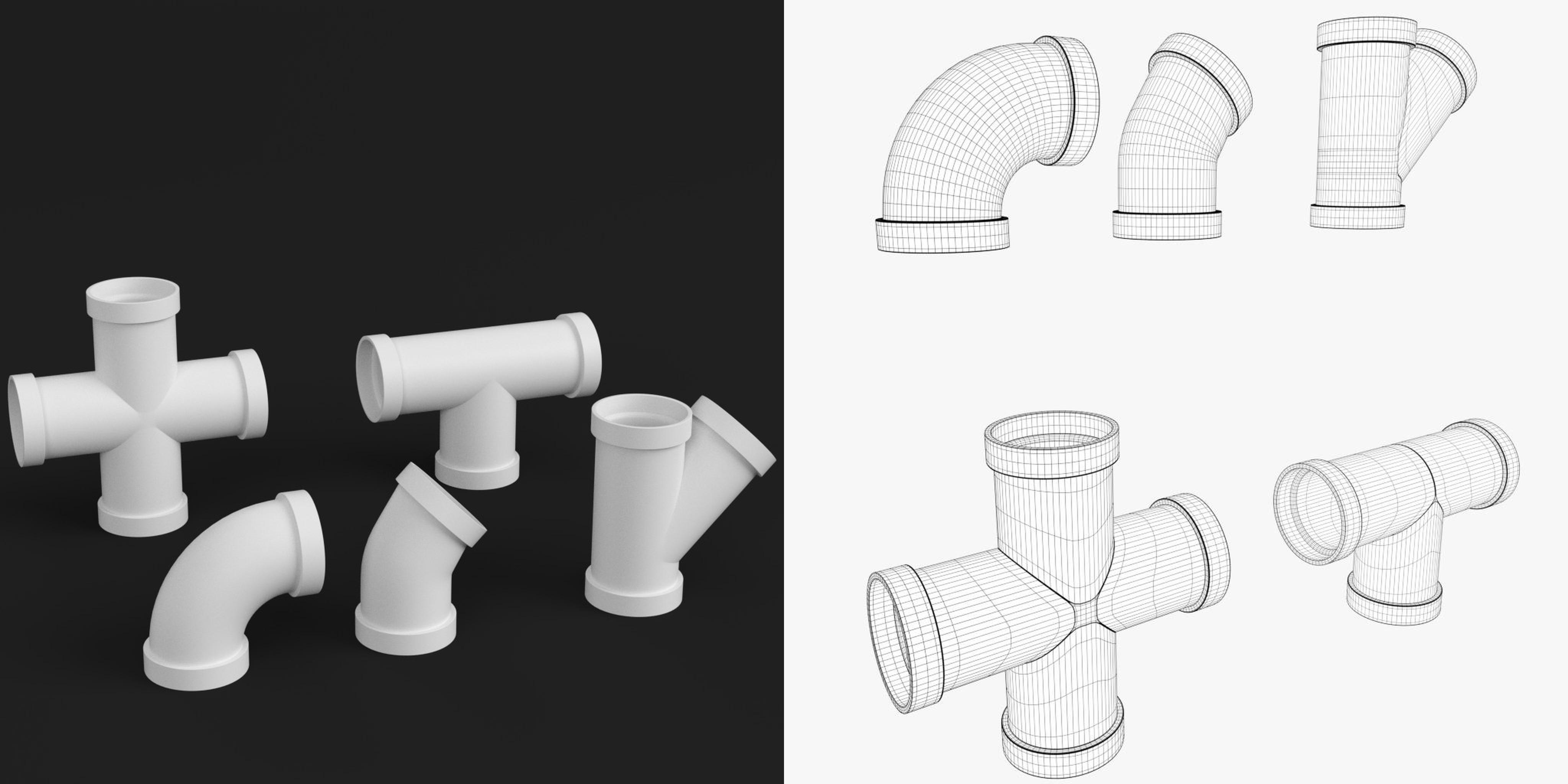 3D-Modell - PVC-Rohrverbindungen Set