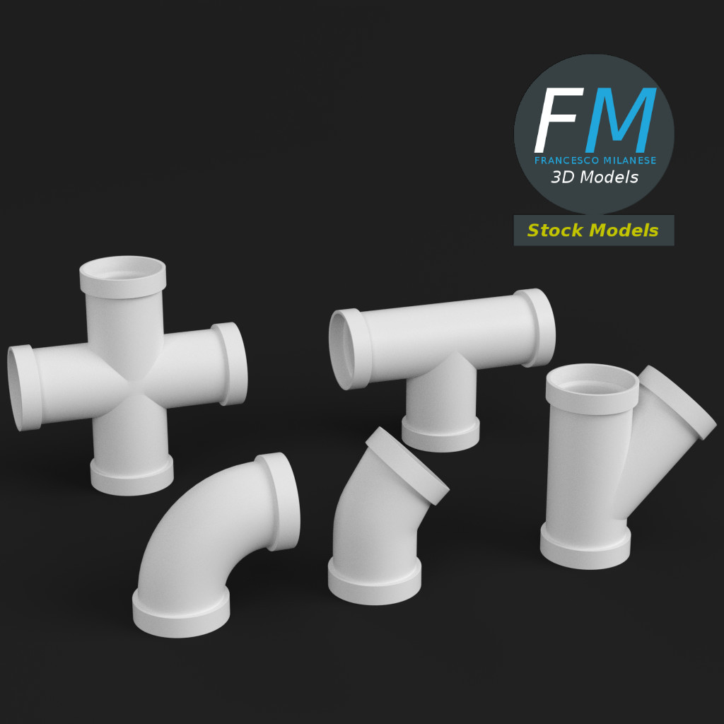 3D-Modell - PVC-Rohrverbindungen Set - 01