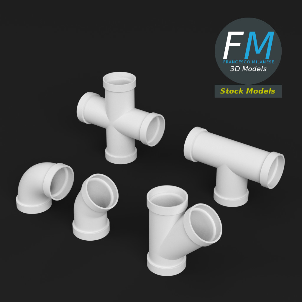 3D-Modell - PVC-Rohrverbindungen Set - 02