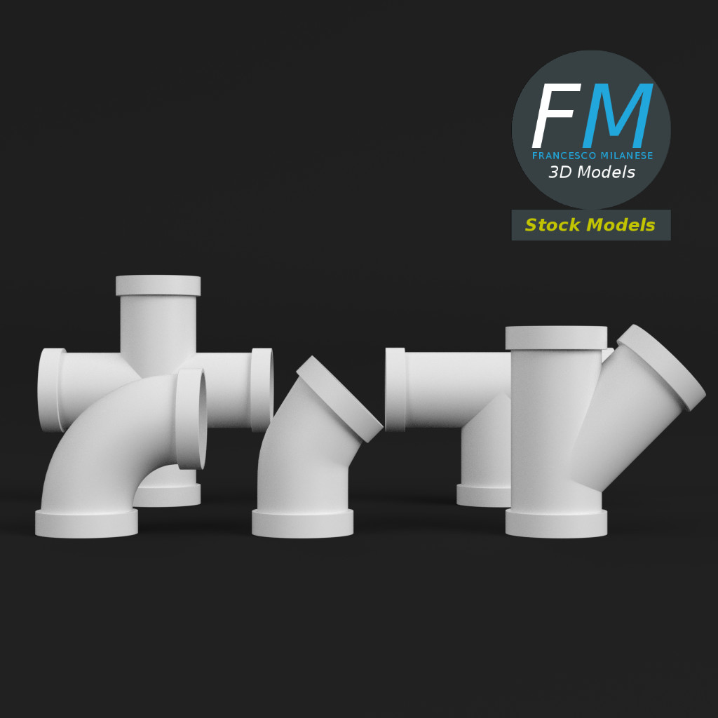 3D-Modell - PVC-Rohrverbindungen Set - 03