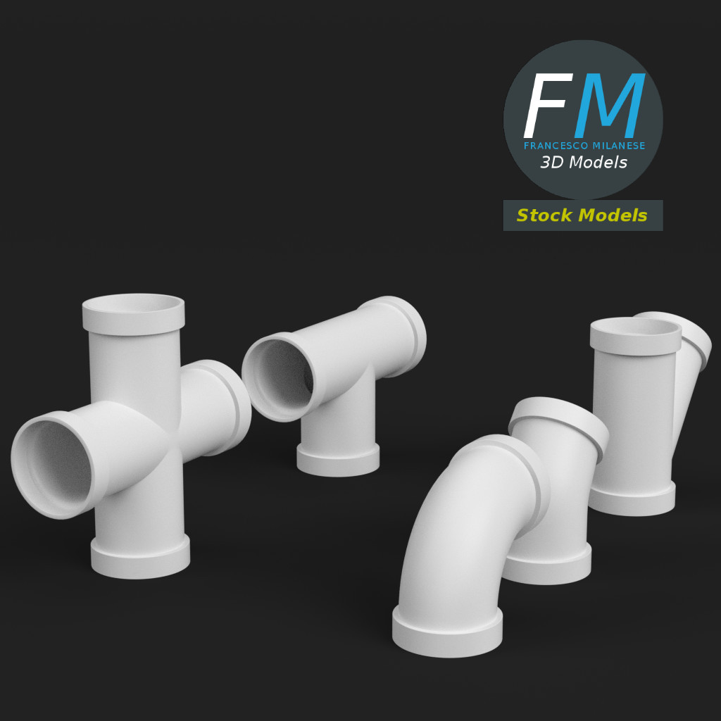 3D-Modell - PVC-Rohrverbindungen Set - 04