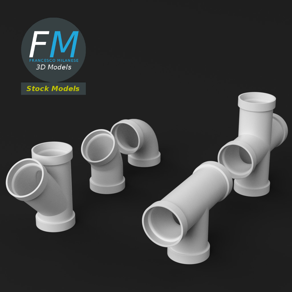 3D-Modell - PVC-Rohrverbindungen Set - 05