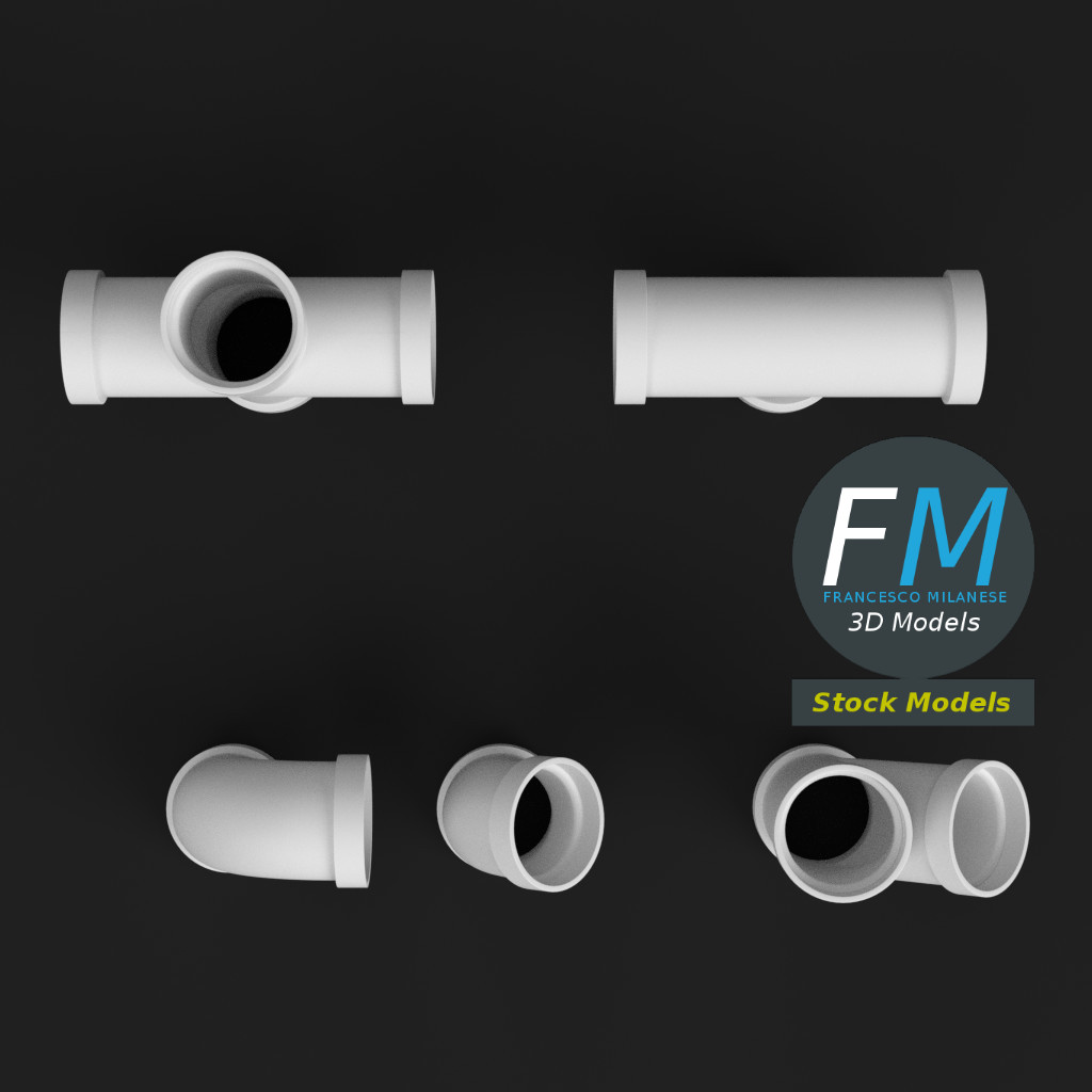 3D-Modell - PVC-Rohrverbindungen Set - 06