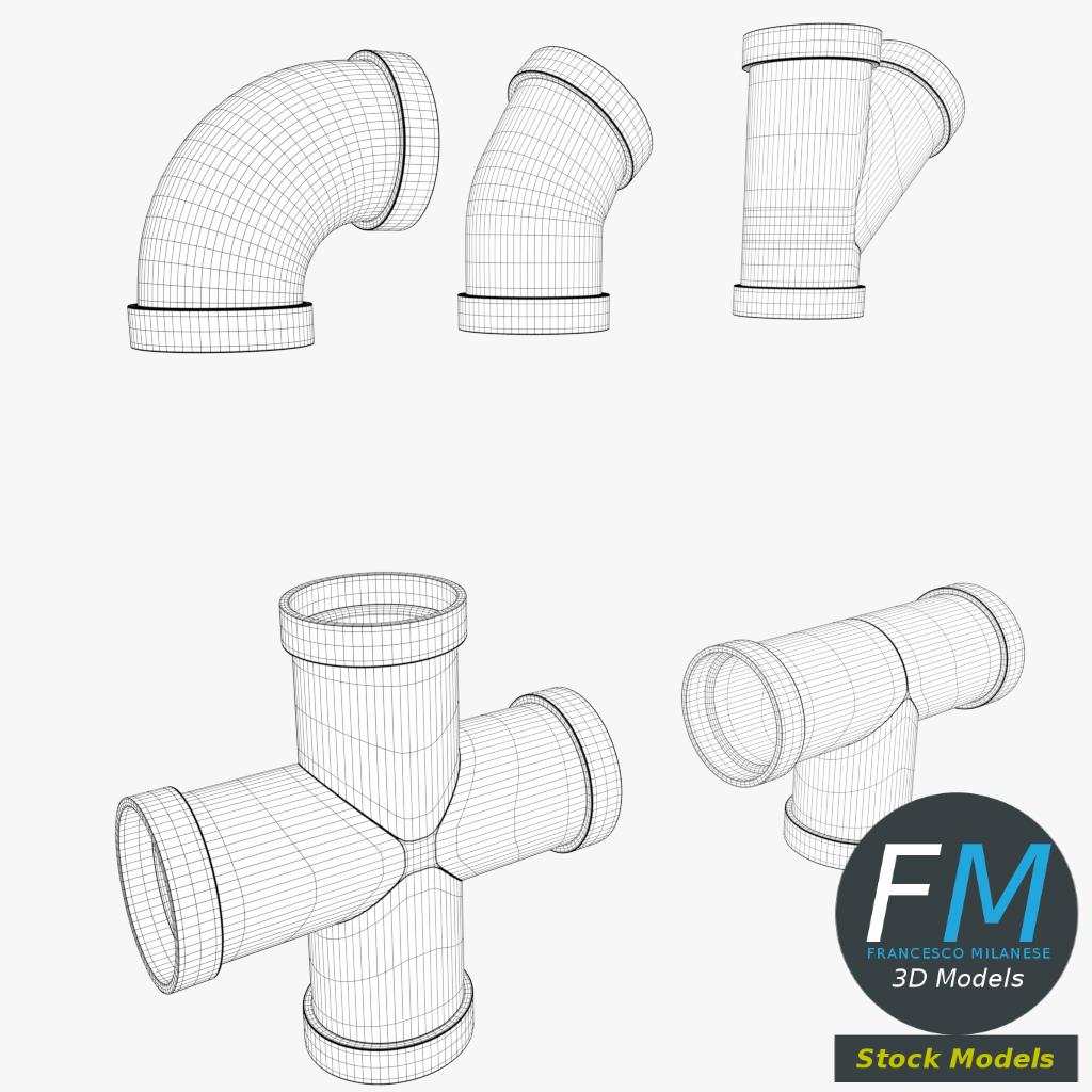 3D-Modell - PVC-Rohrverbindungen Set - 07