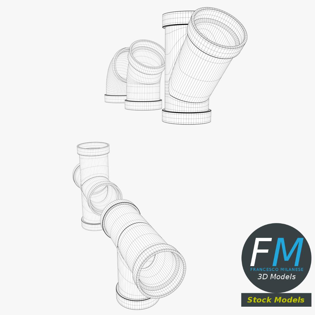 3D-Modell - PVC-Rohrverbindungen Set - 08