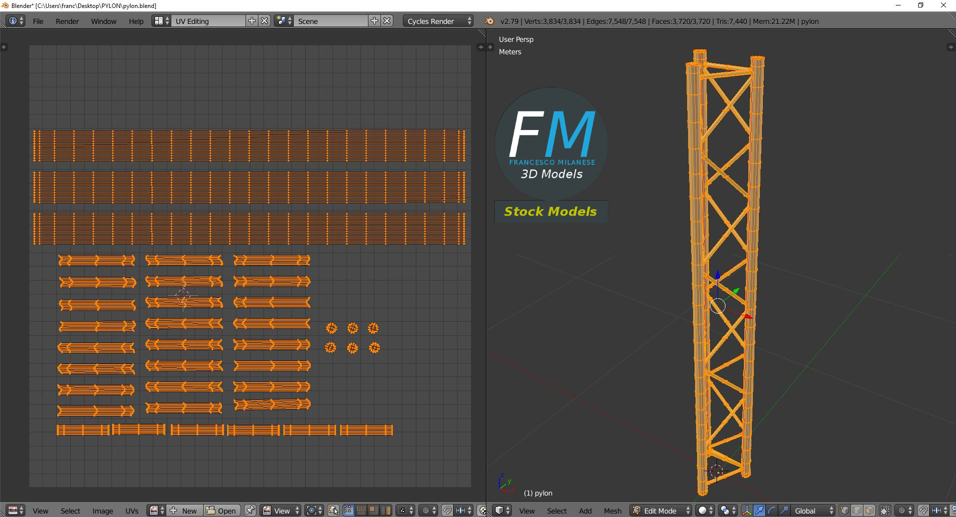 3D-Modell - Metallischer Gittermast - 10
