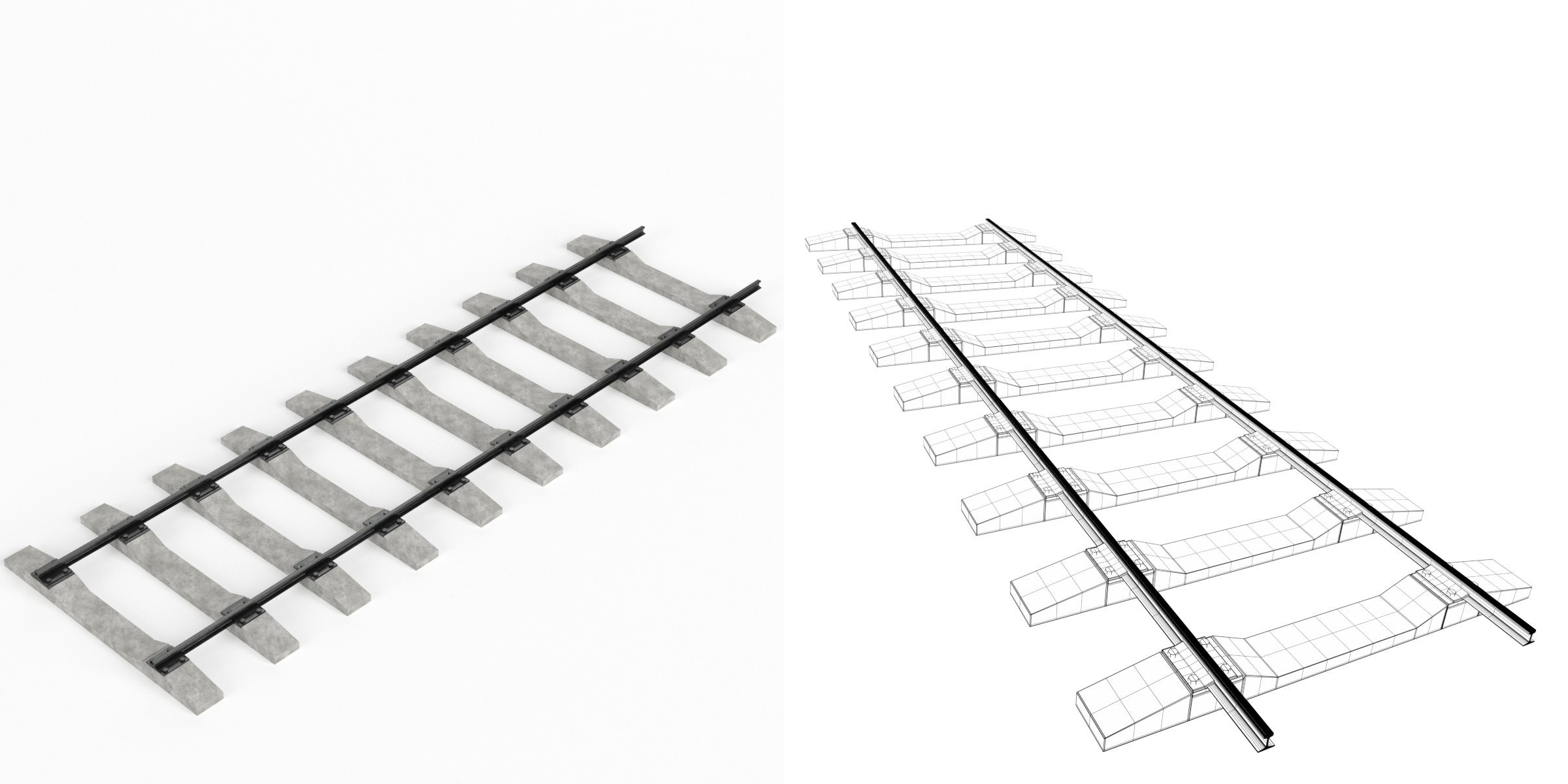 3D-Modell - Eisenbahngleis