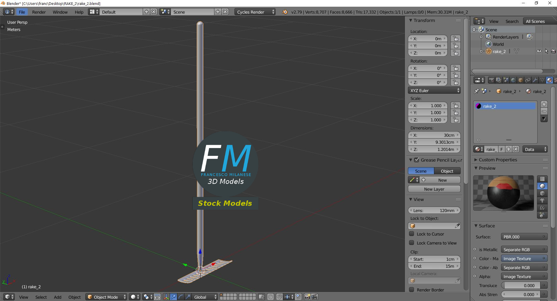 3D-Modell - Gartenrechen - 09