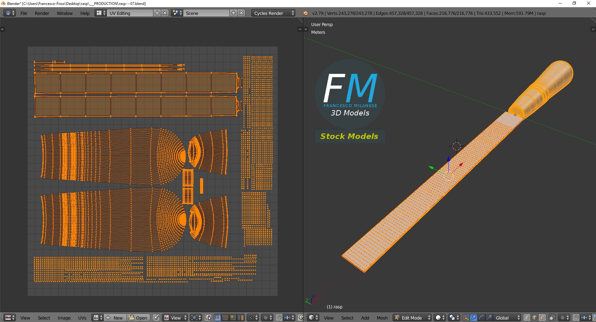 3D-Modell - Flache Handraspel - 10