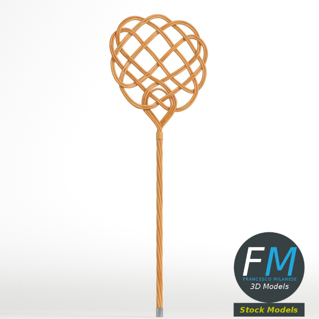 3D-Modell - Teppichklopfer aus Rattan - 01
