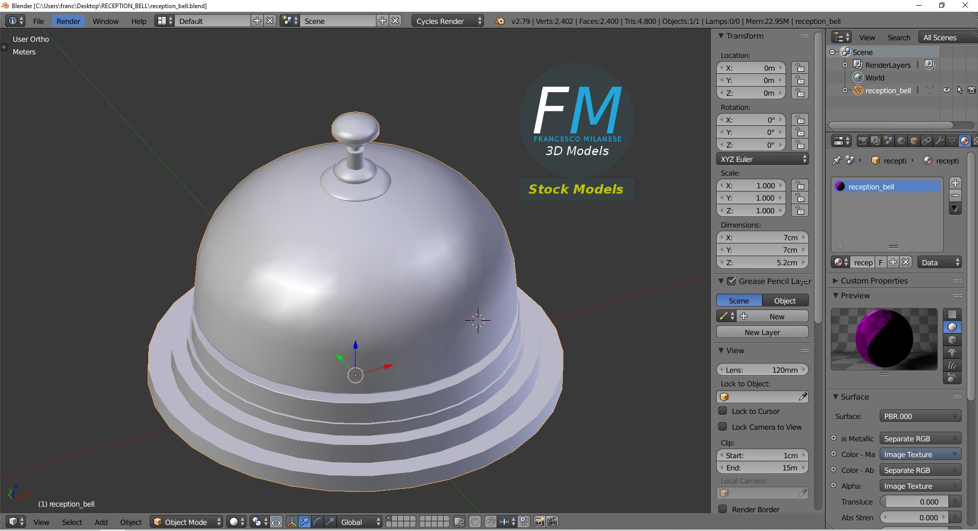 3D-Modell - Rezeptionsklingel - 09