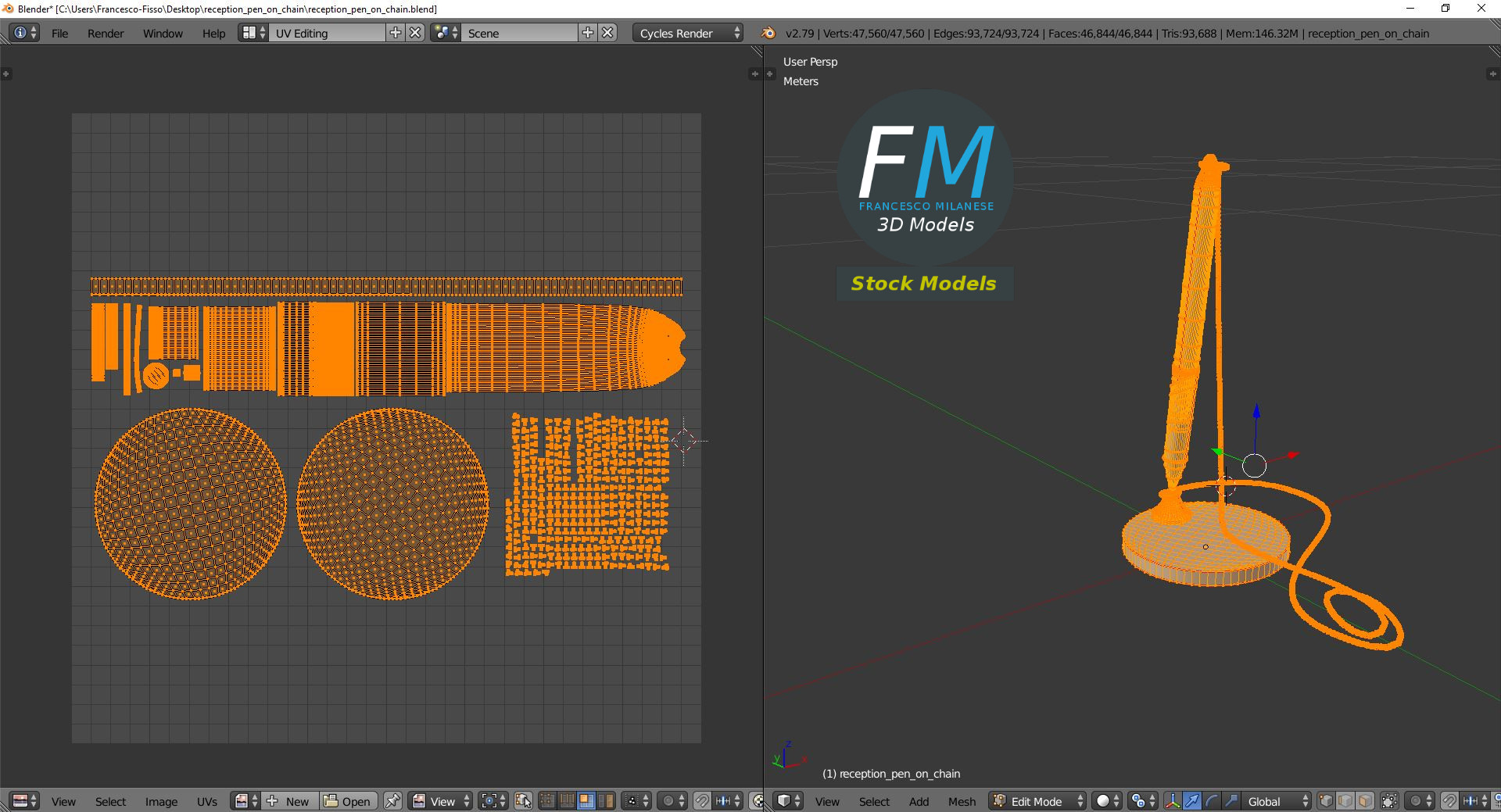 3D-Modell - Rezeptionsstift mit Kette - 10