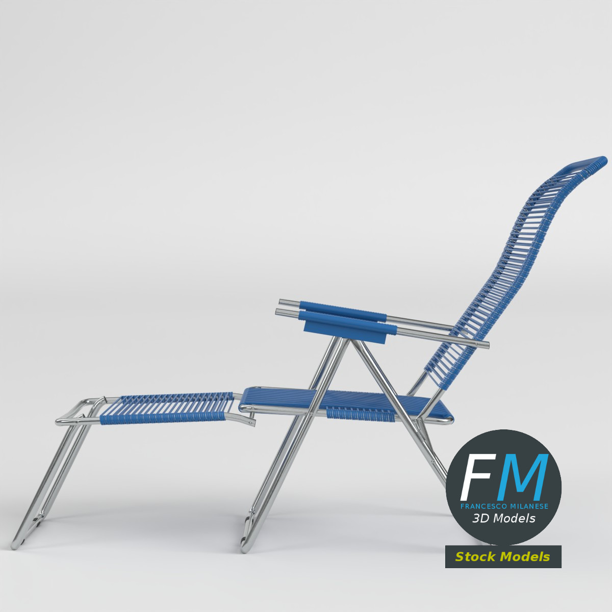 3D-Modell - Verstellbarer Liegestuhl mit Elastikschnüren - 03