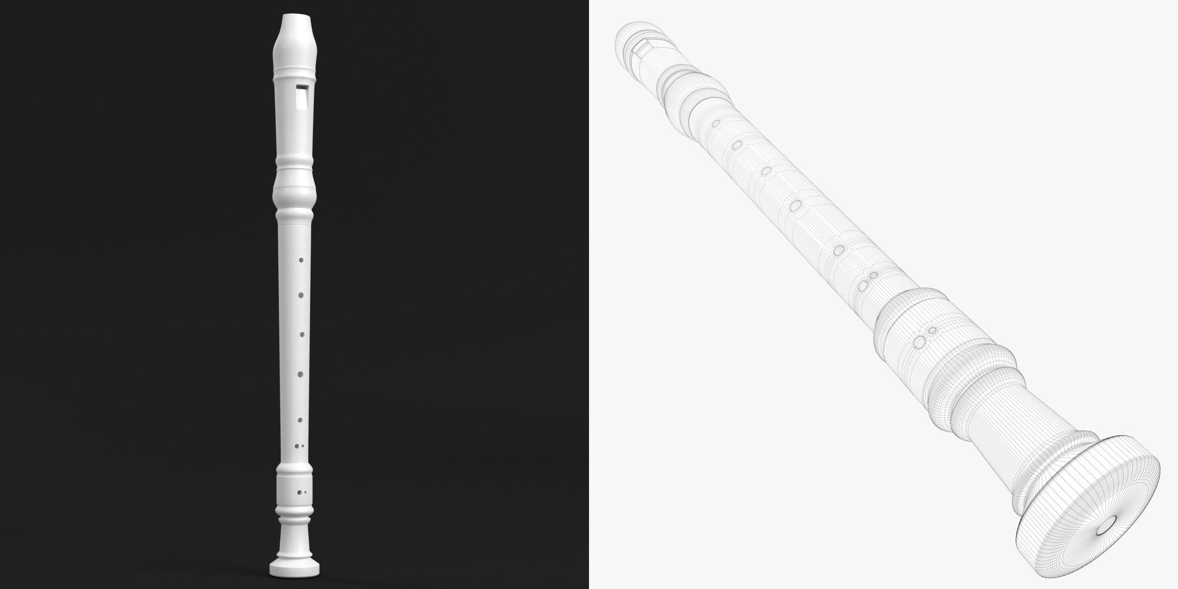 3D-Modell - Blockflöte