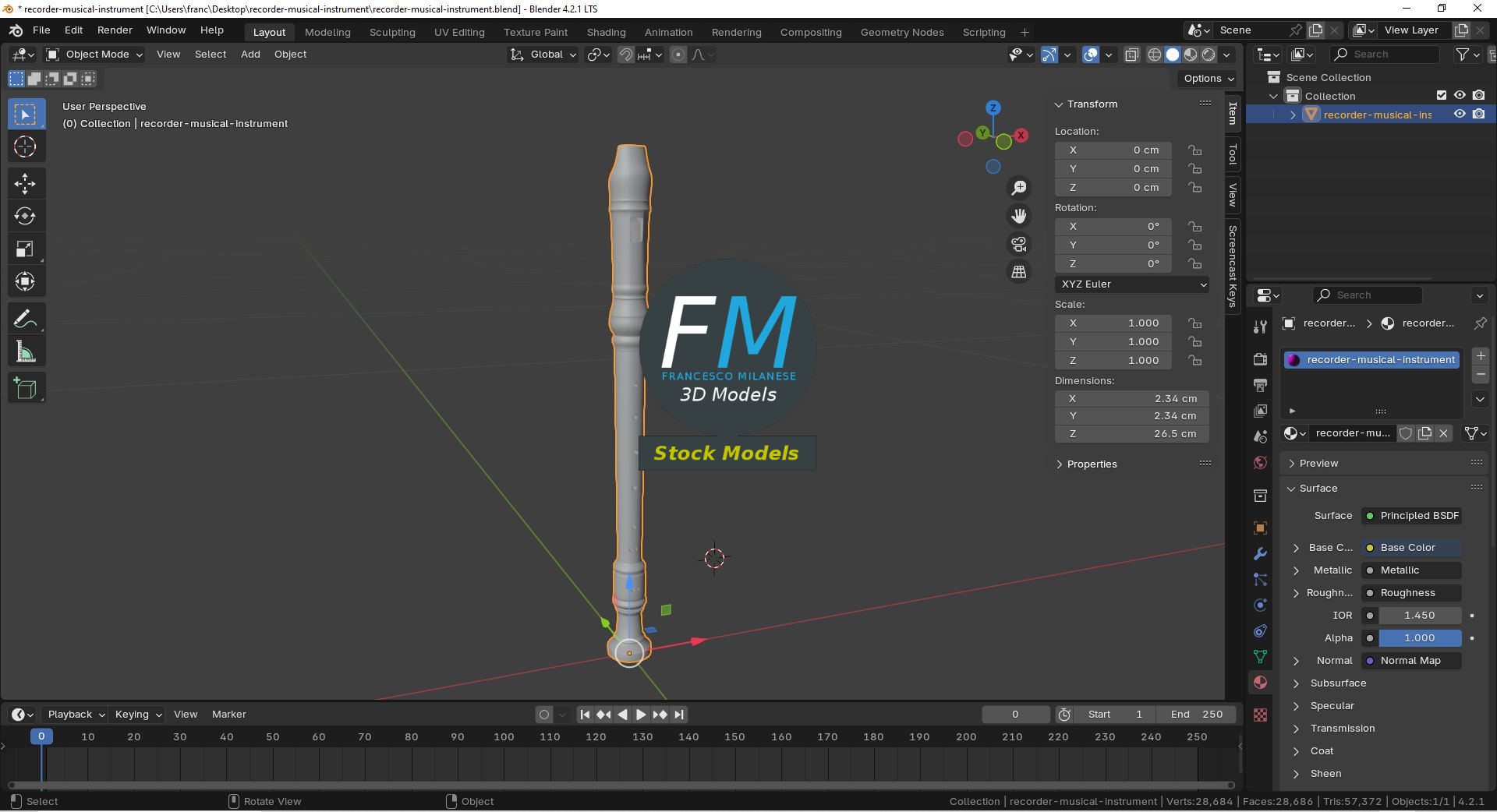 3D-Modell - Blockflöte - 09