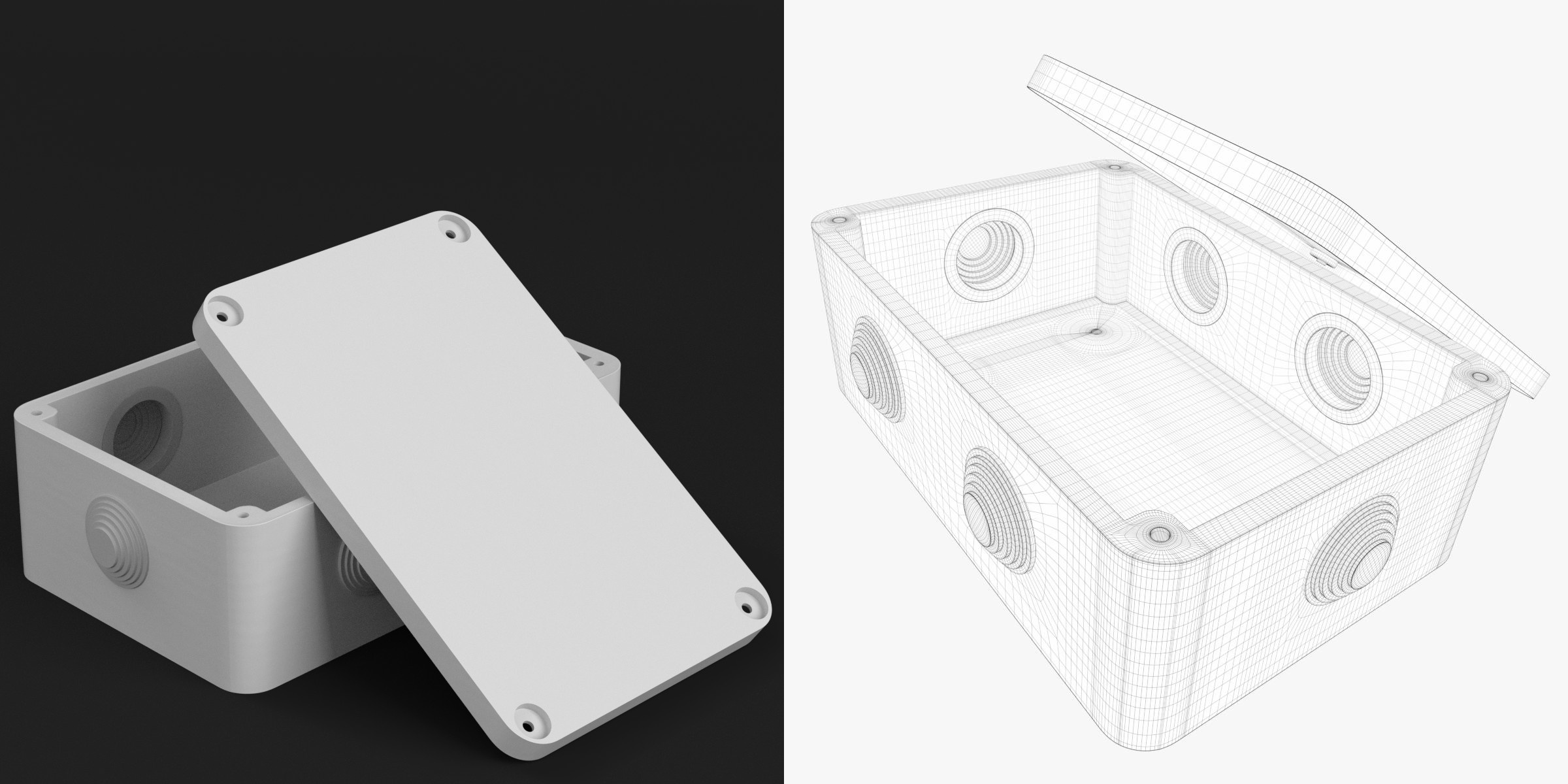 3D-Modell - Rechteckige Abzweigdose