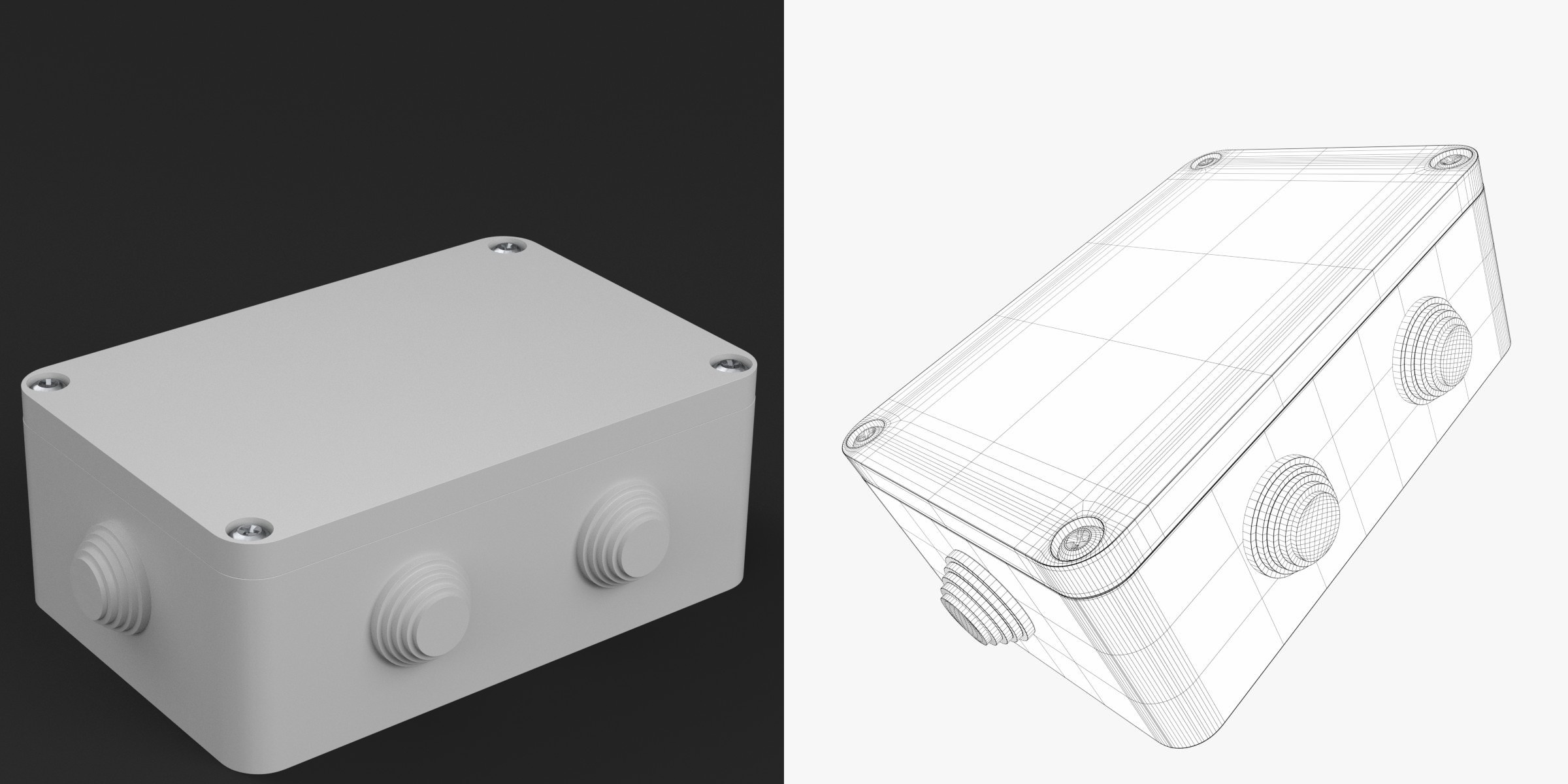 3D-Modell - Rechteckige Abzweigdose