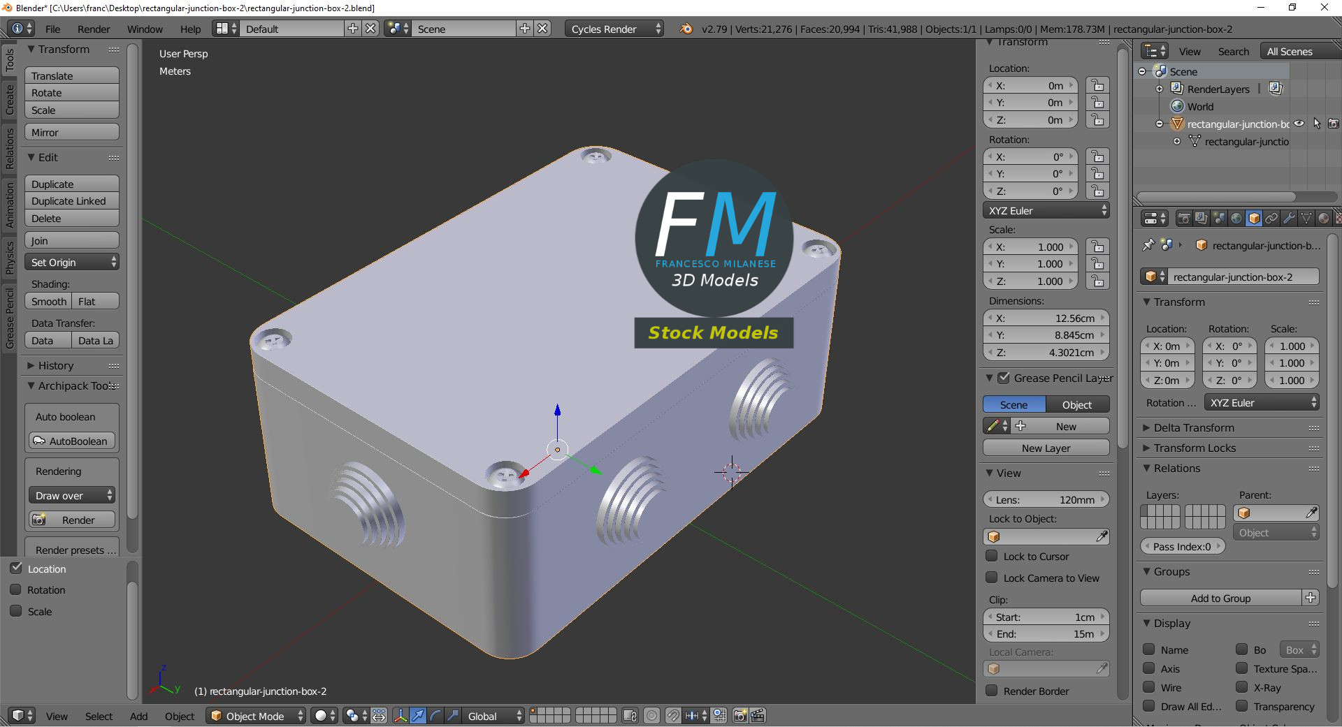 3D-Modell - Rechteckige Abzweigdose - 09