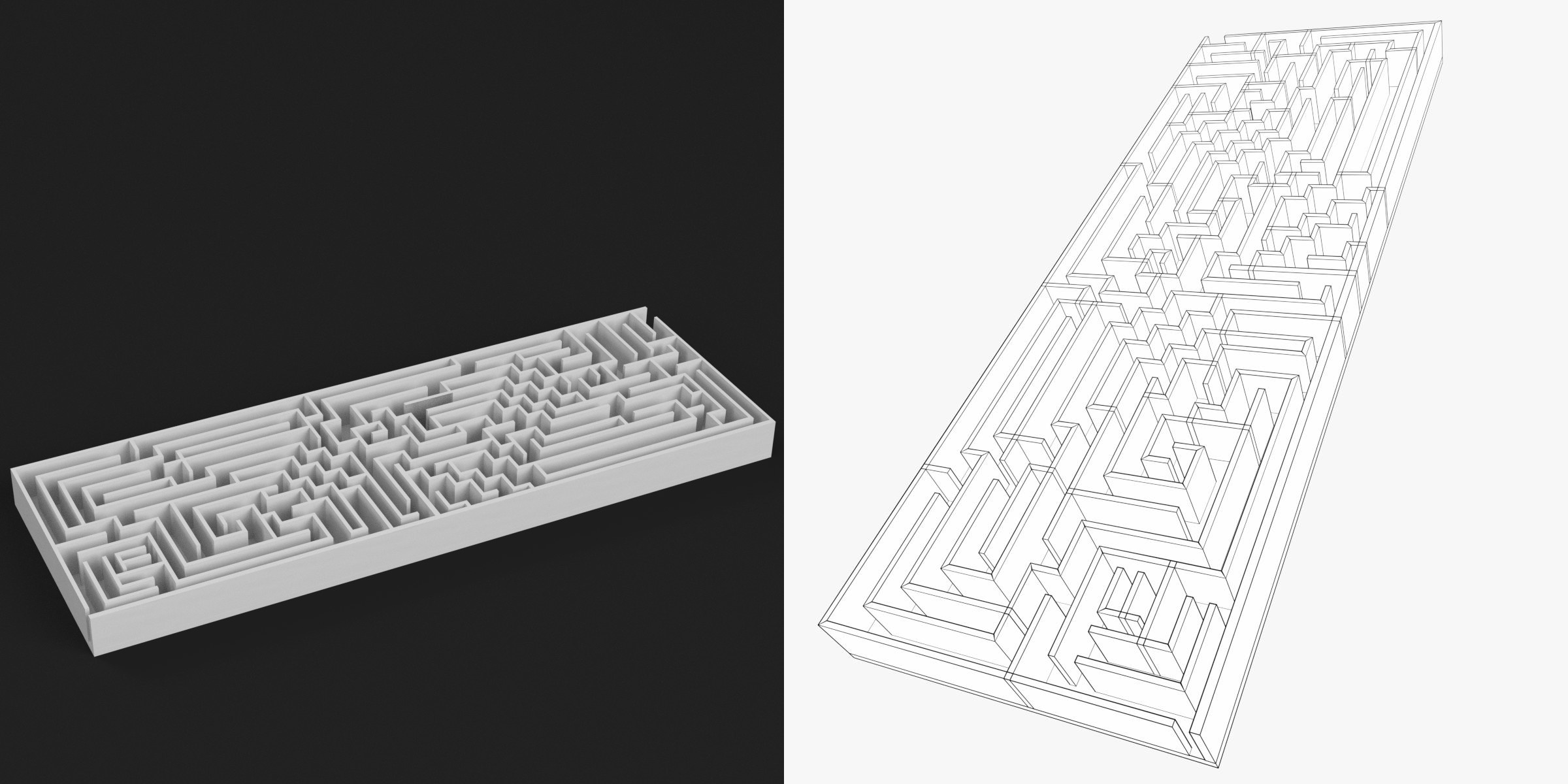 3D-Modell - Rechteckiges Labyrinth