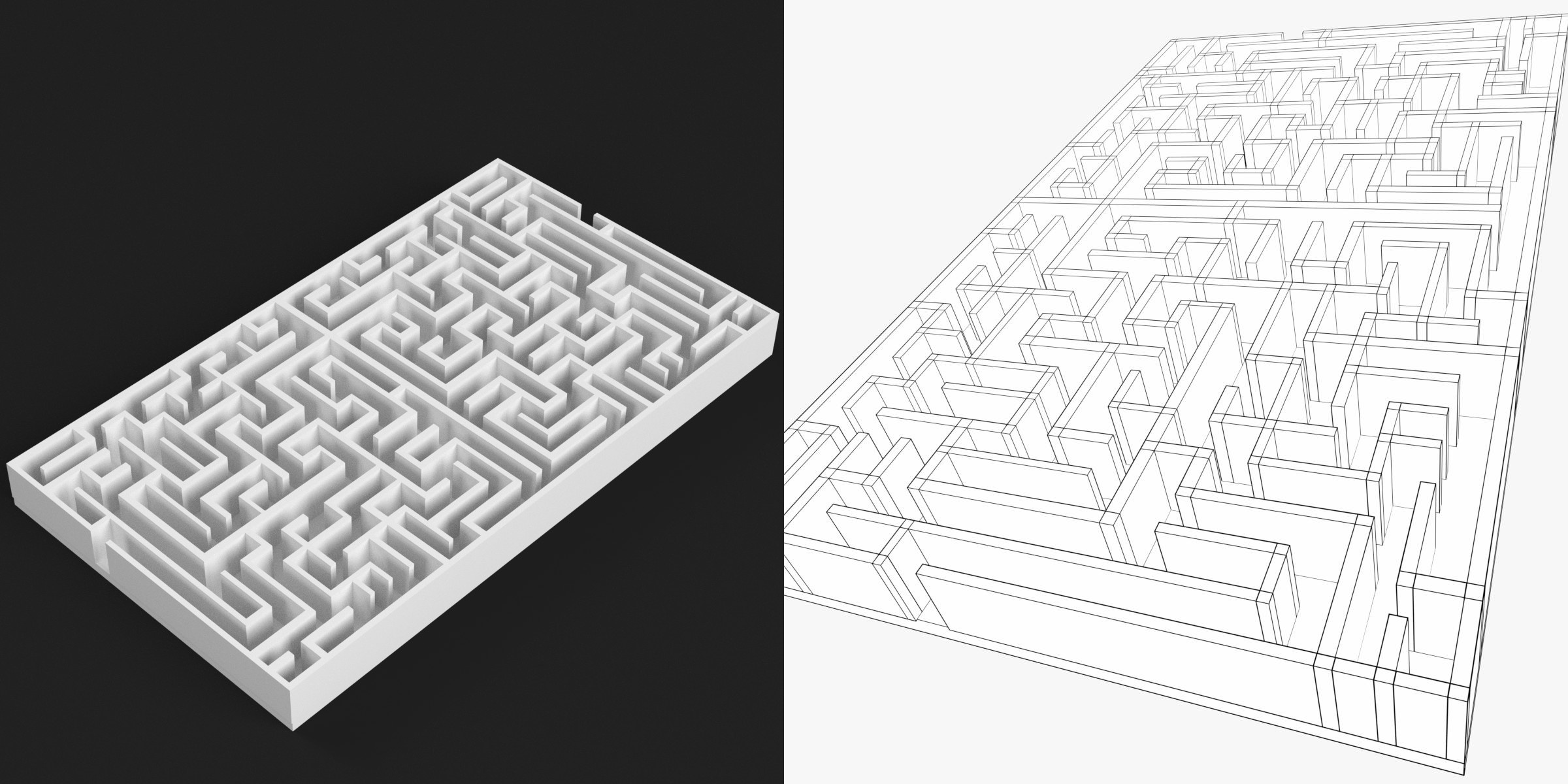 3D-Modell - Rechteckiges Labyrinth