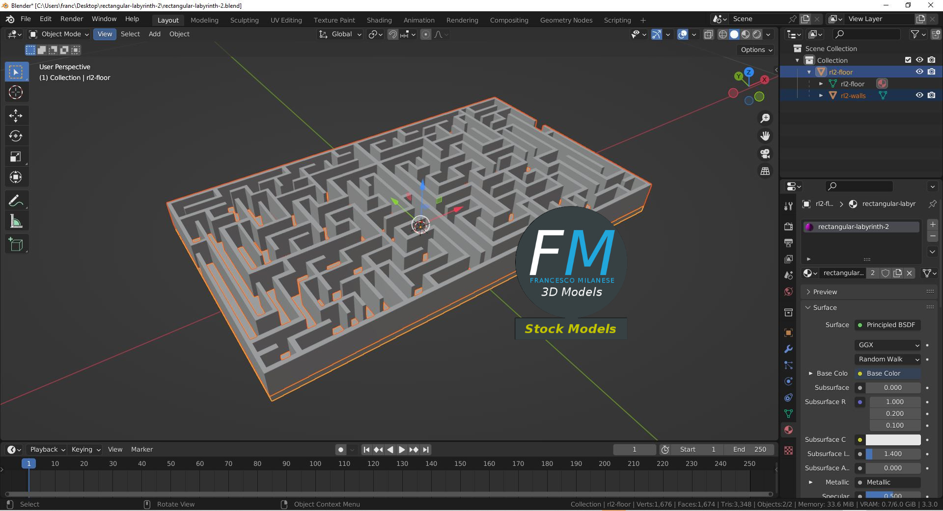 3D-Modell - Rechteckiges Labyrinth - 09