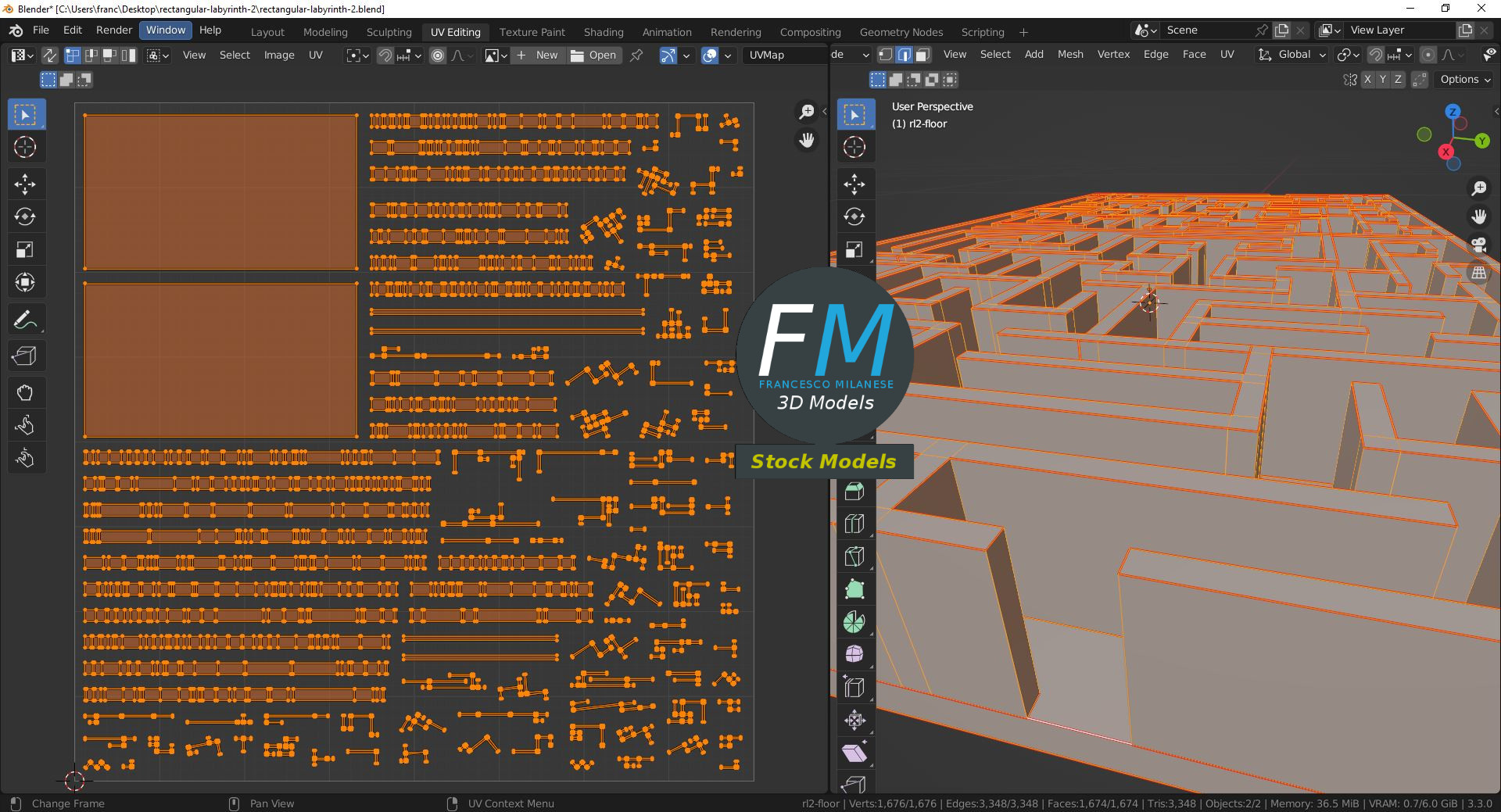3D-Modell - Rechteckiges Labyrinth - 10