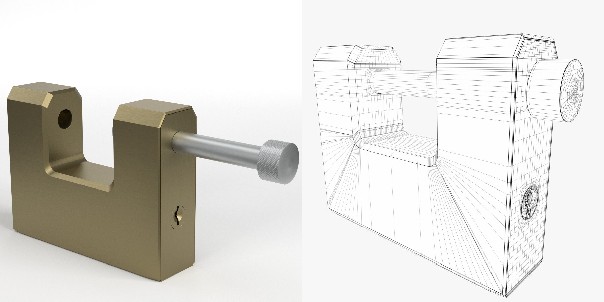 3D-Modell - Rechteckiges Vorhängeschloss
