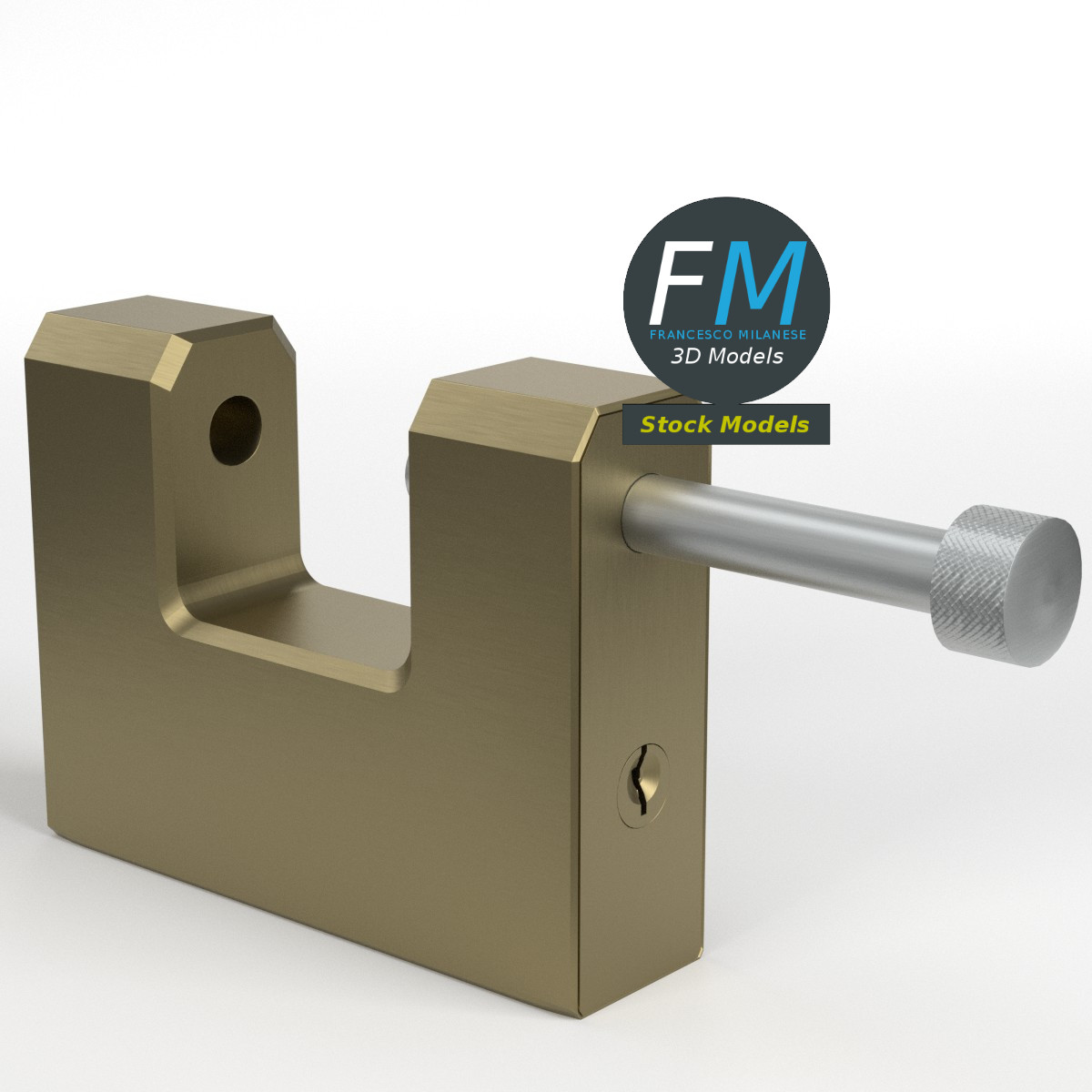 3D-Modell - Rechteckiges Vorhängeschloss - 01