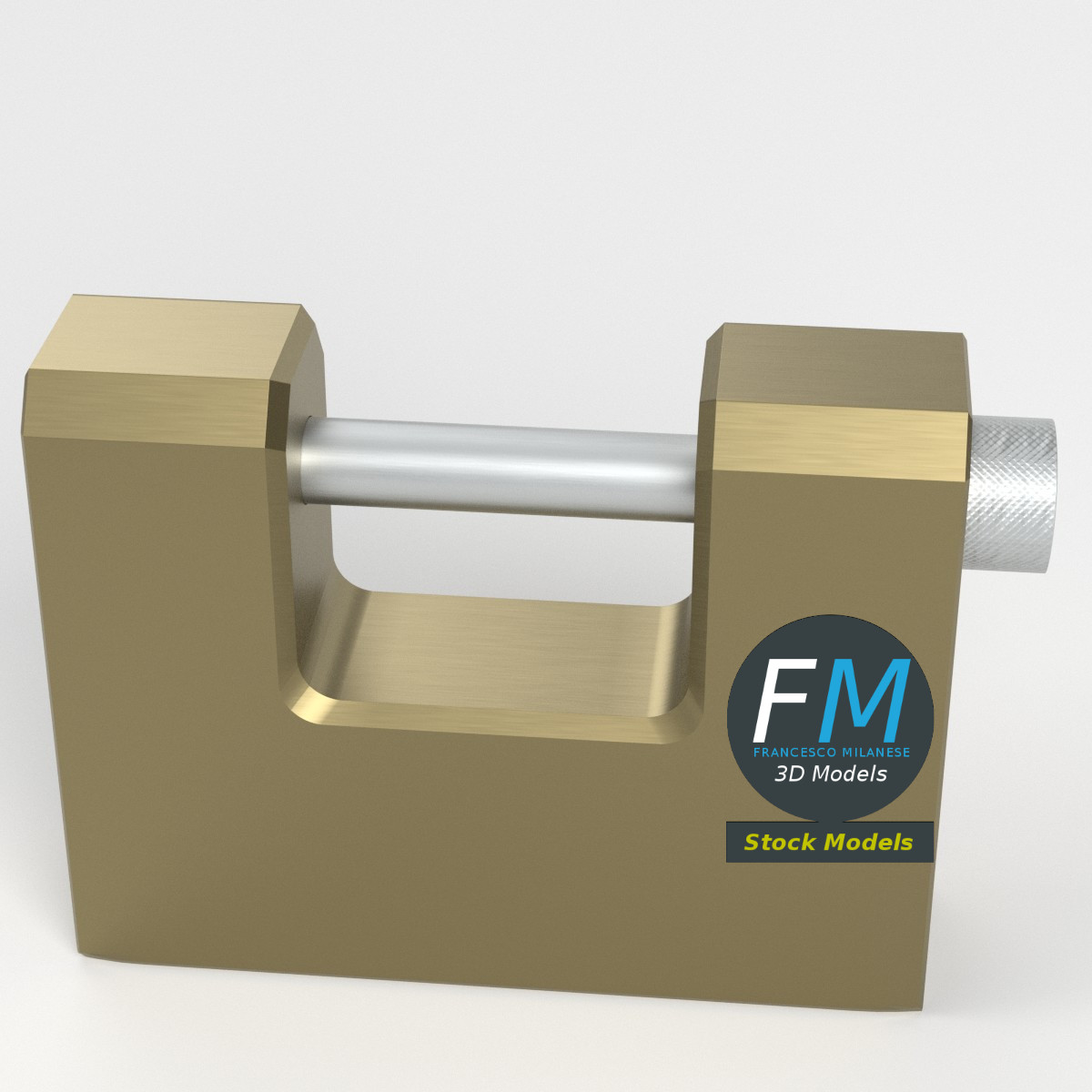 3D-Modell - Rechteckiges Vorhängeschloss - 02
