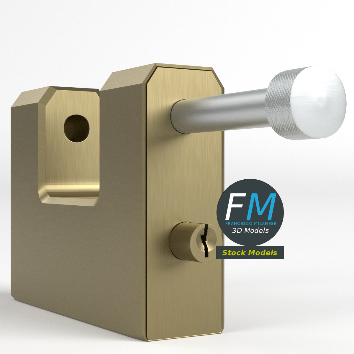 3D-Modell - Rechteckiges Vorhängeschloss - 03