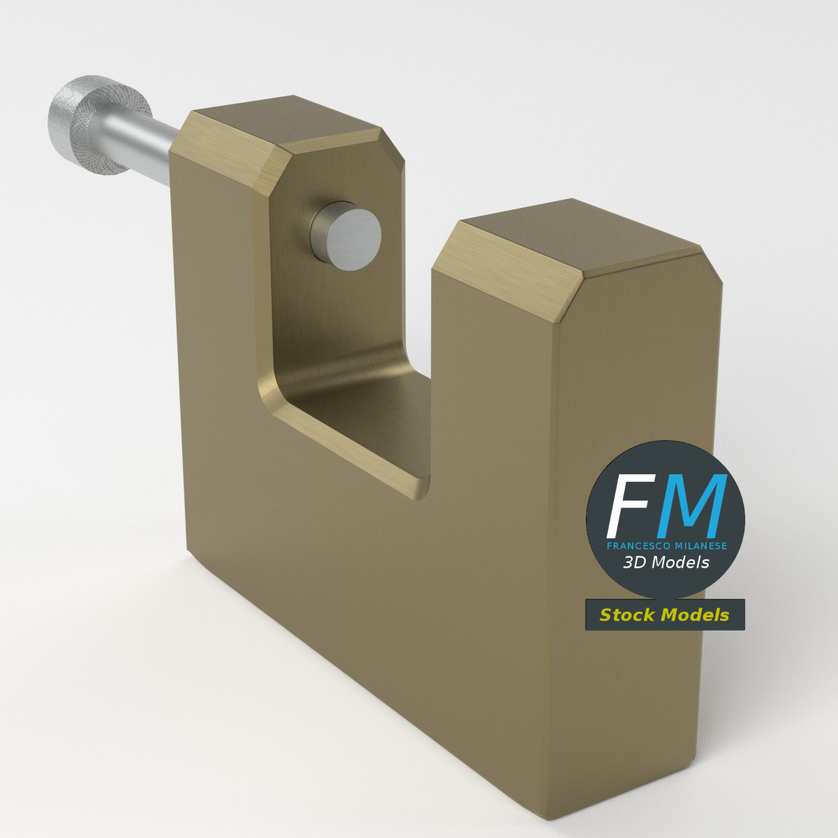 3D-Modell - Rechteckiges Vorhängeschloss - 05