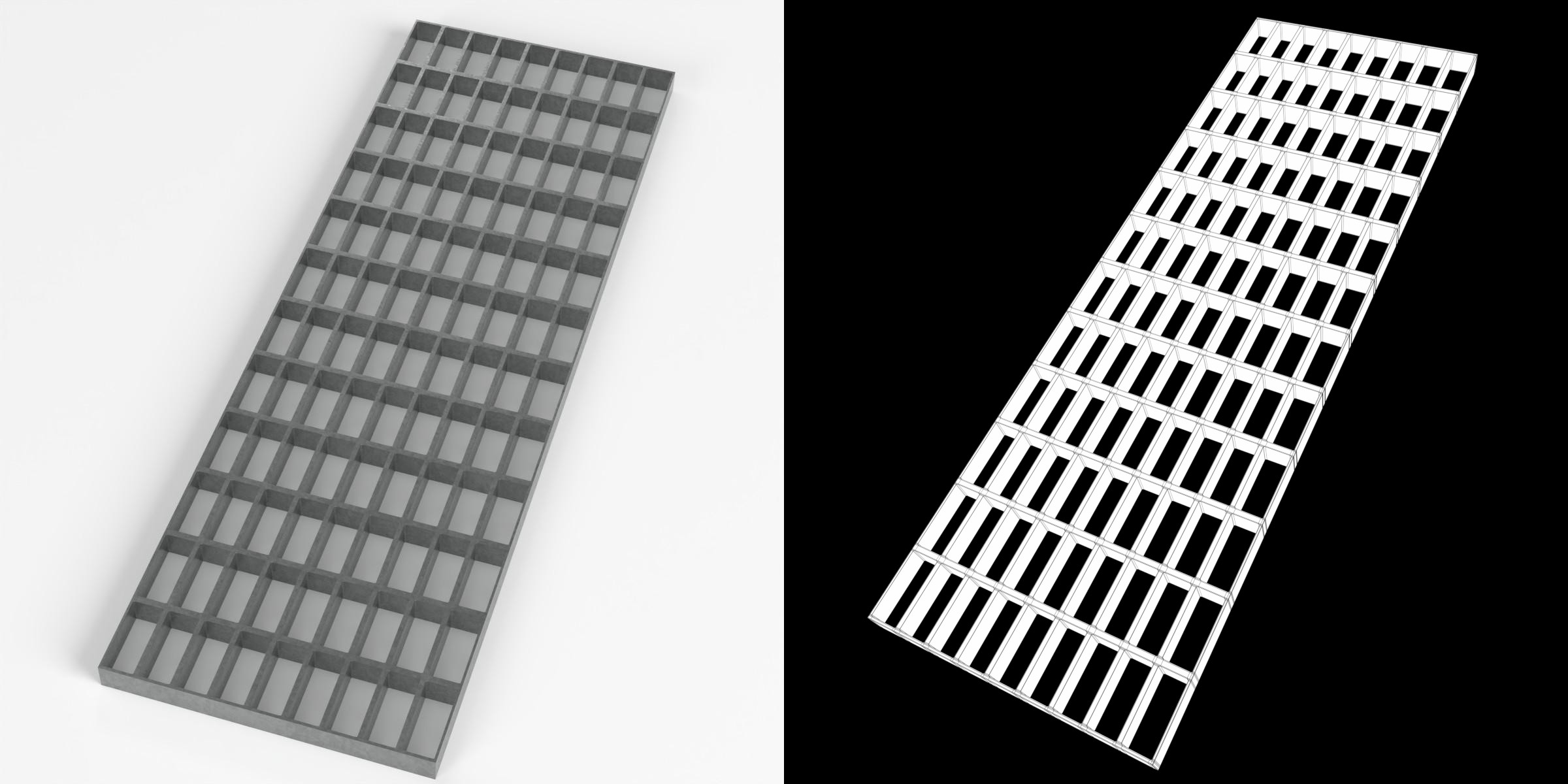 3D-Modell - Rechteckiges Stahlgitterrost