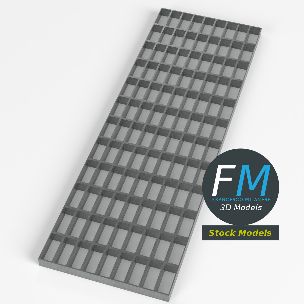 3D-Modell - Rechteckiges Stahlgitterrost - 01