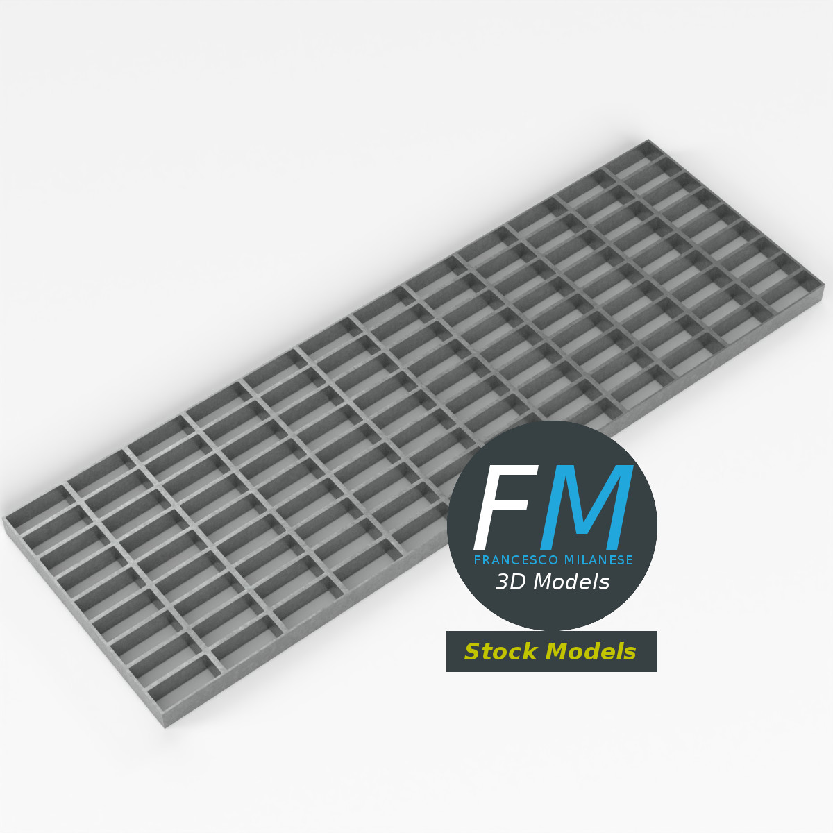 3D-Modell - Rechteckiges Stahlgitterrost - 02