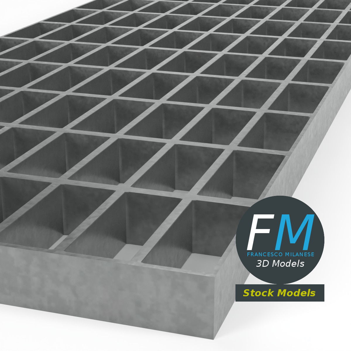 3D-Modell - Rechteckiges Stahlgitterrost - 03