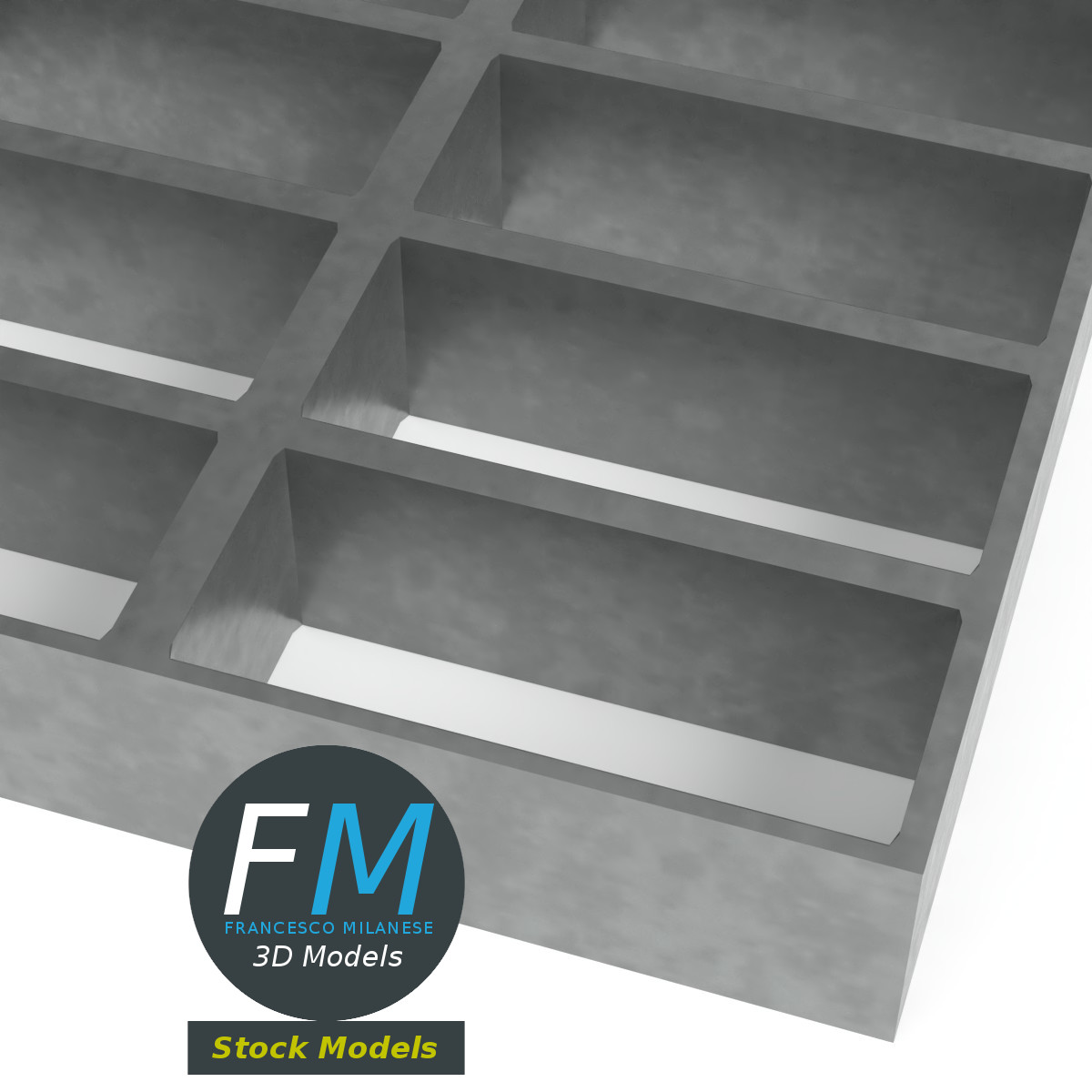 3D-Modell - Rechteckiges Stahlgitterrost - 04