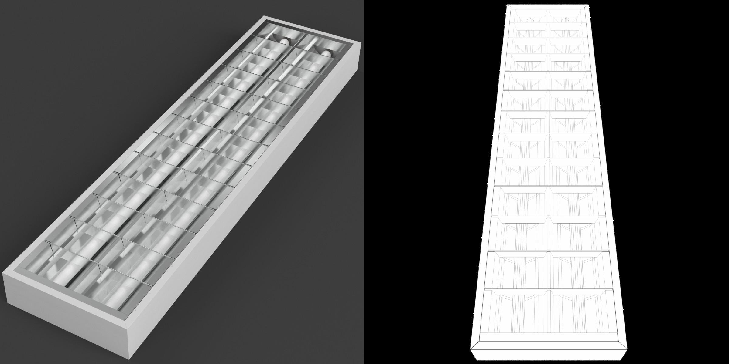 3D-Modell - Rechteckige Rasterleuchte