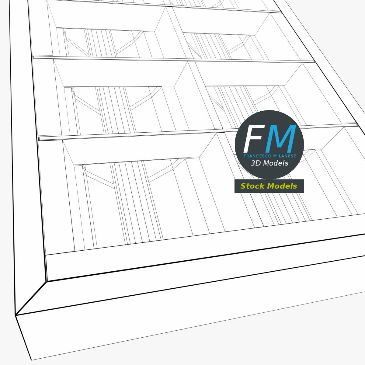 3D-Modell - Rechteckige Rasterleuchte - 08