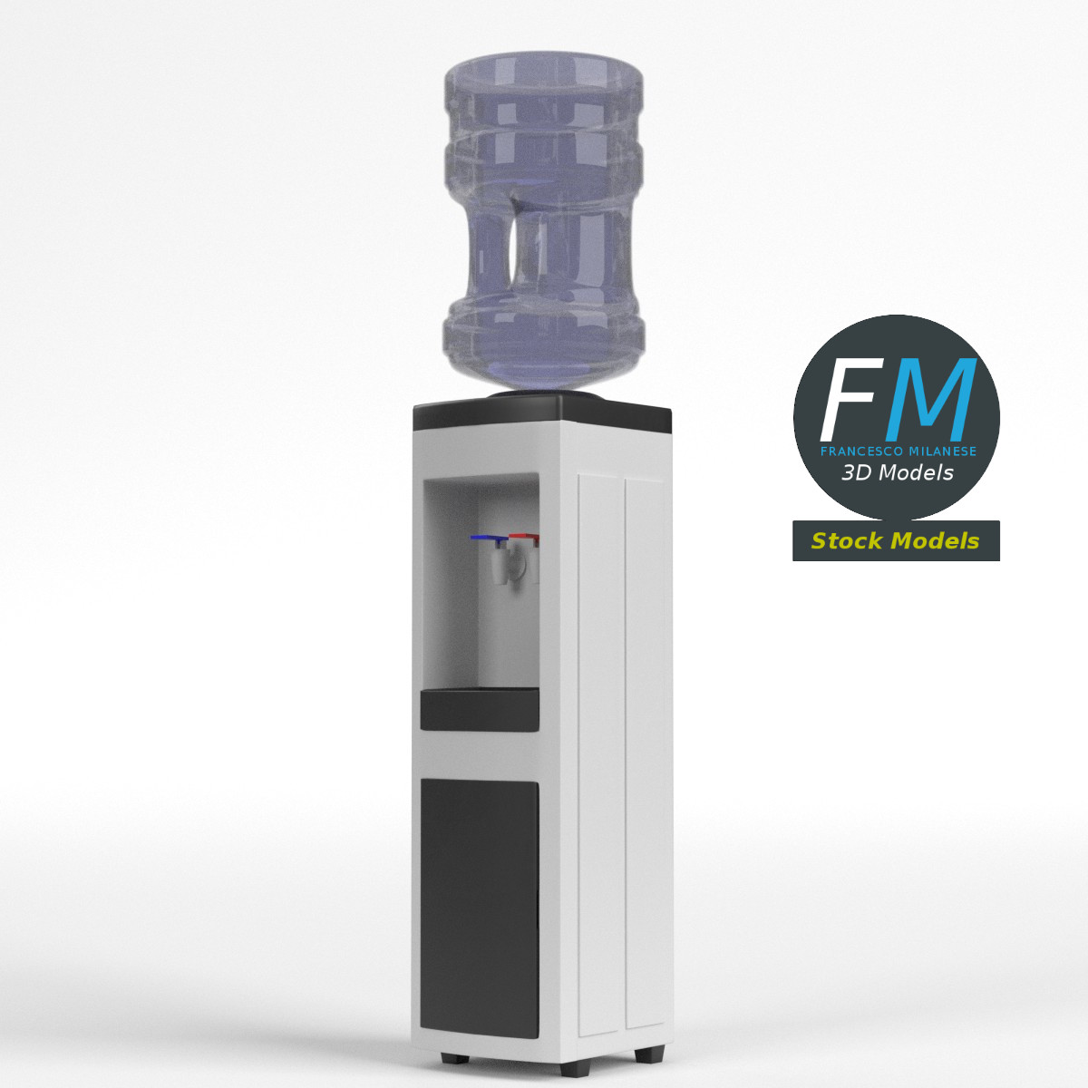 3D-Modell - Rechteckiger Wasserspender - 01