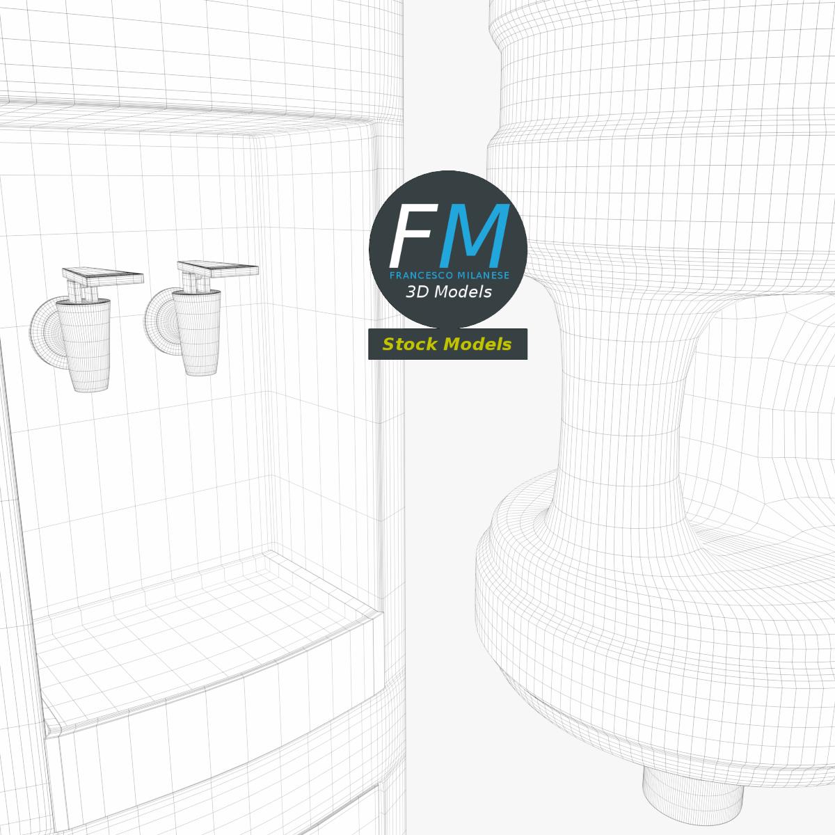 3D-Modell - Rechteckiger Wasserspender - 08