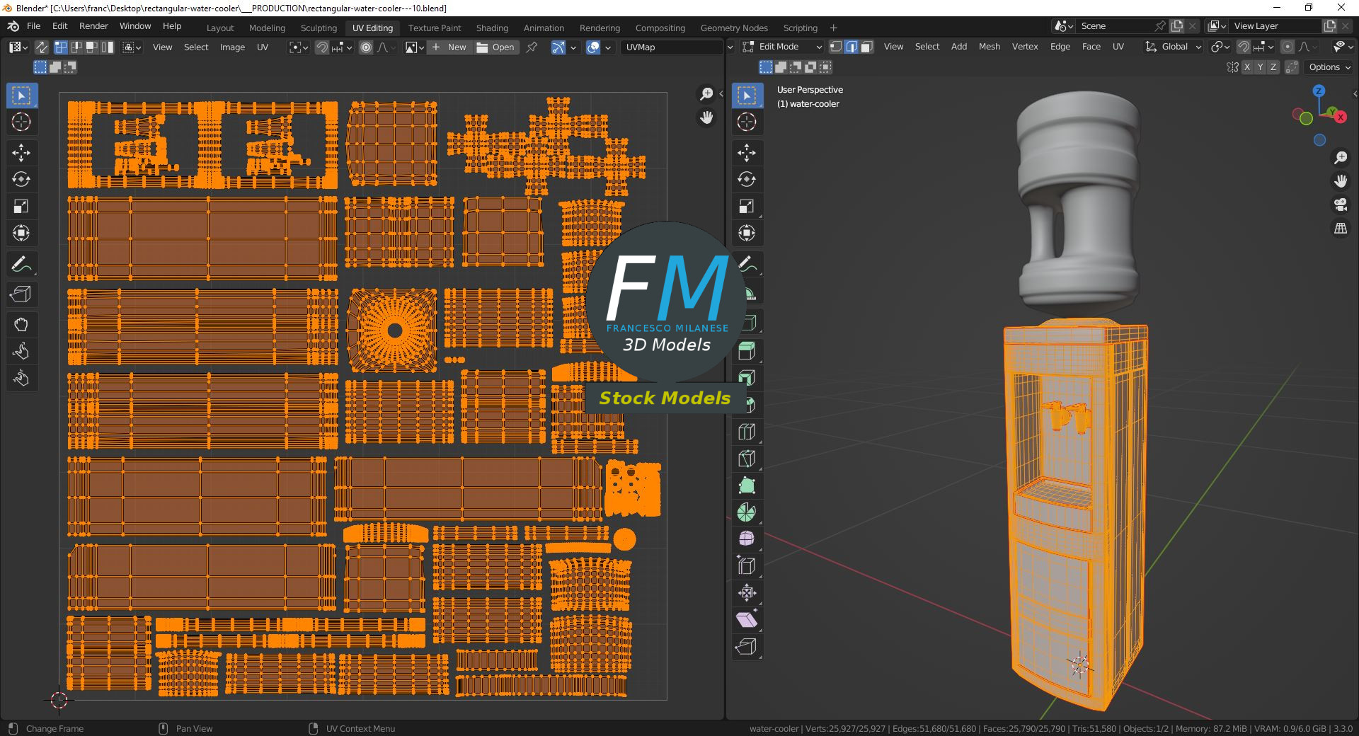 3D-Modell - Rechteckiger Wasserspender - 10