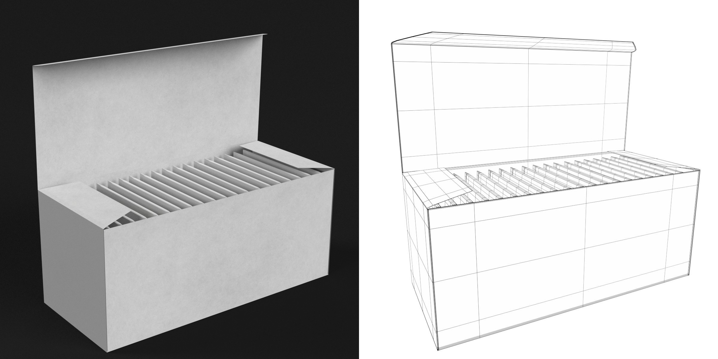 3D-Modell - Rechteckiger Karton mit Papiertüten