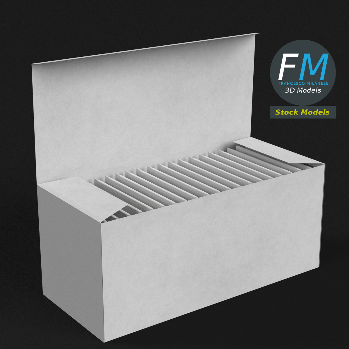 3D-Modell - Rechteckiger Karton mit Papiertüten - 01