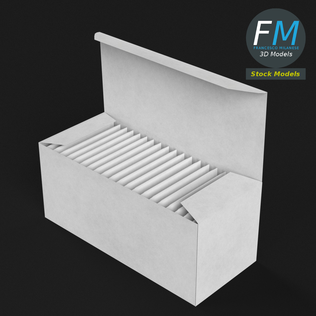 3D-Modell - Rechteckiger Karton mit Papiertüten - 02