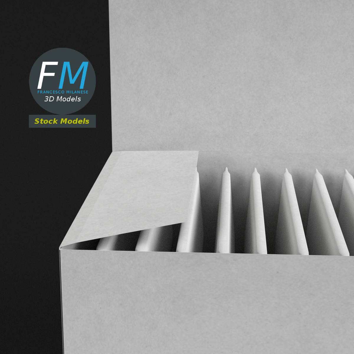 3D-Modell - Rechteckiger Karton mit Papiertüten - 03