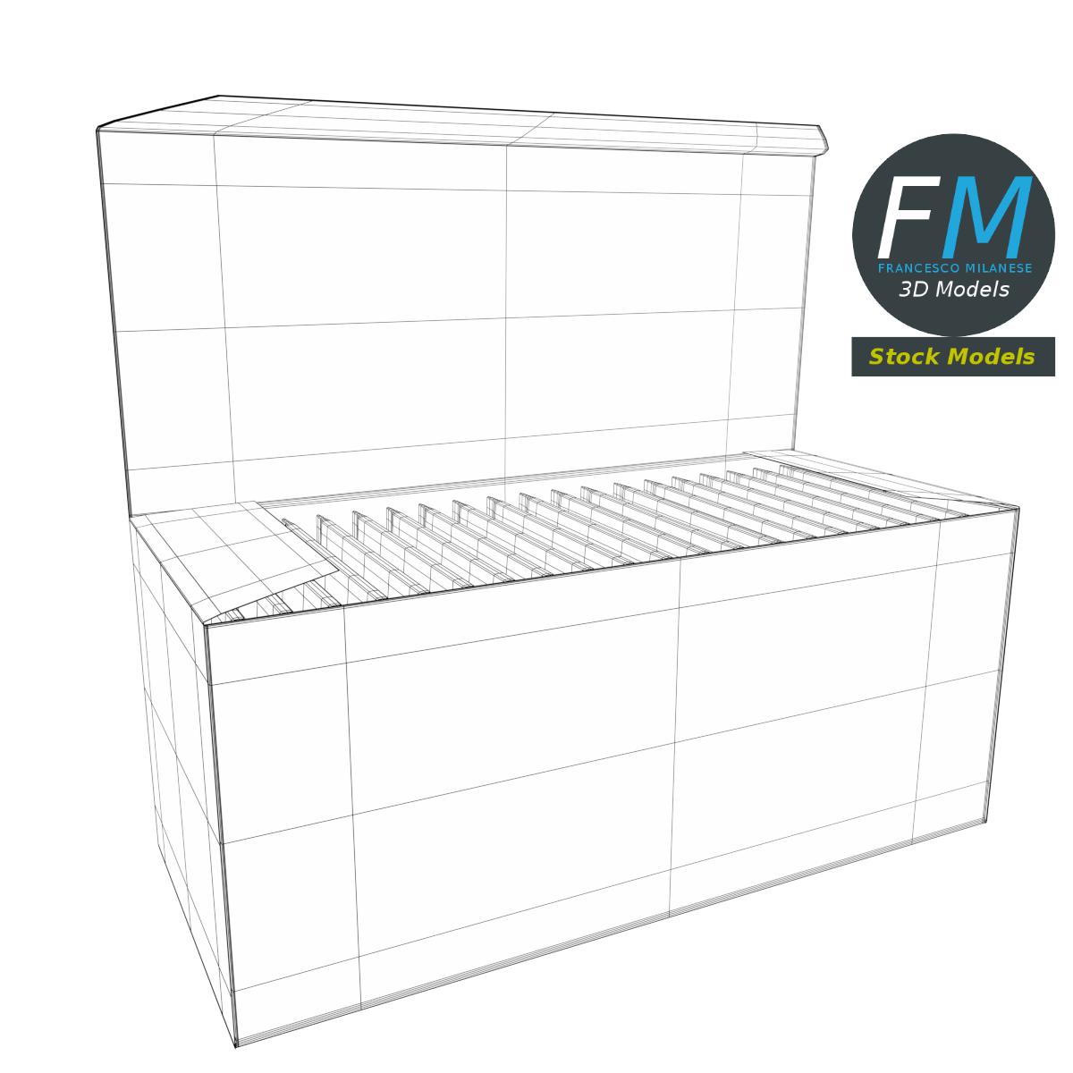 3D-Modell - Rechteckiger Karton mit Papiertüten - 07